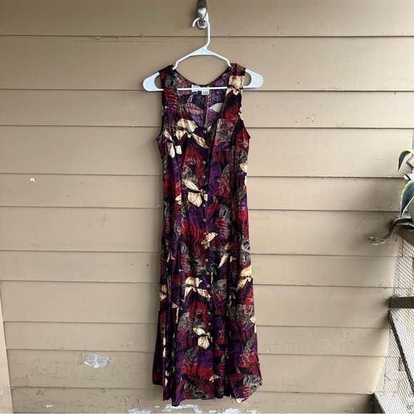 Vintage 90's Floral Button Down Maxi Dress - Size 6 - Casual - Picture 1 of 4